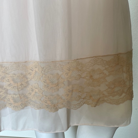 Vintage ILGWU 50’s Pink Nylon Chiffon Lace Layer Nightgown Aristocraft Medium - Picture 10 of 14